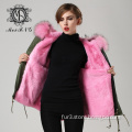 2015 Hot Sale Korean Style Women Fur Coat Genuine Fur Parka Jacket